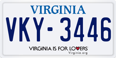 VA license plate VKY3446