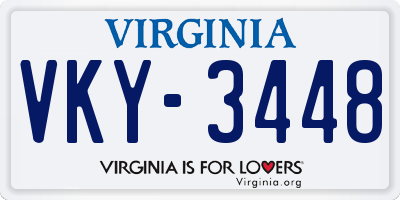 VA license plate VKY3448