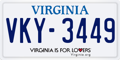 VA license plate VKY3449