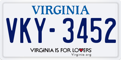 VA license plate VKY3452
