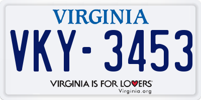 VA license plate VKY3453