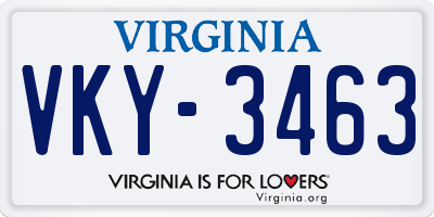 VA license plate VKY3463