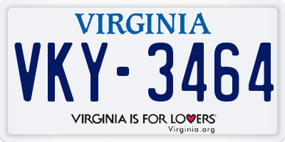 VA license plate VKY3464