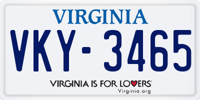 VA license plate VKY3465