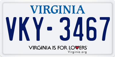 VA license plate VKY3467