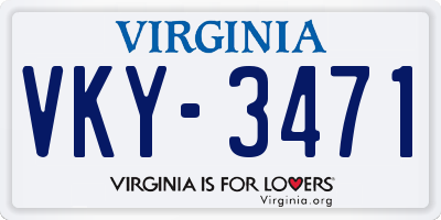 VA license plate VKY3471