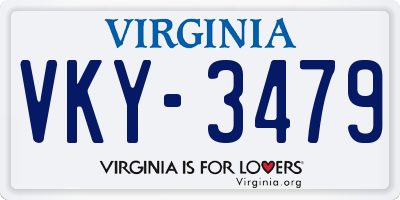VA license plate VKY3479