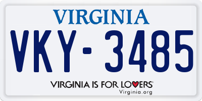VA license plate VKY3485