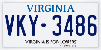 VA license plate VKY3486