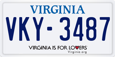VA license plate VKY3487