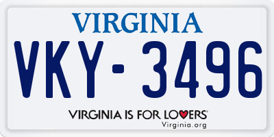 VA license plate VKY3496