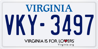 VA license plate VKY3497