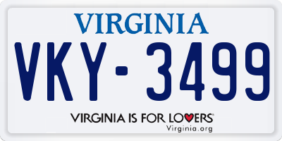 VA license plate VKY3499