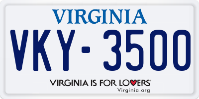 VA license plate VKY3500