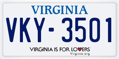 VA license plate VKY3501