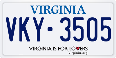 VA license plate VKY3505