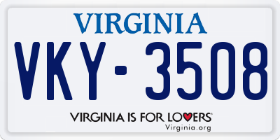 VA license plate VKY3508