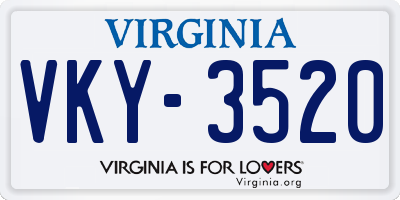 VA license plate VKY3520