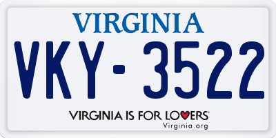 VA license plate VKY3522