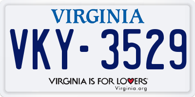 VA license plate VKY3529
