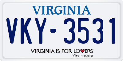 VA license plate VKY3531