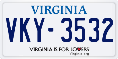VA license plate VKY3532