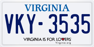 VA license plate VKY3535