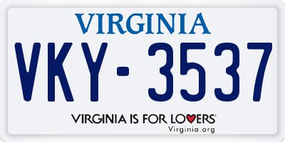 VA license plate VKY3537