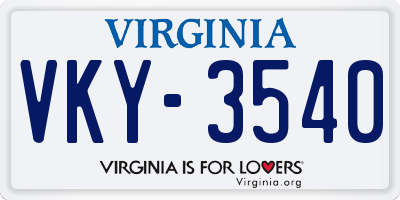 VA license plate VKY3540
