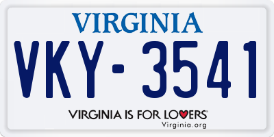 VA license plate VKY3541