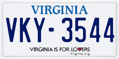 VA license plate VKY3544