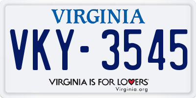 VA license plate VKY3545