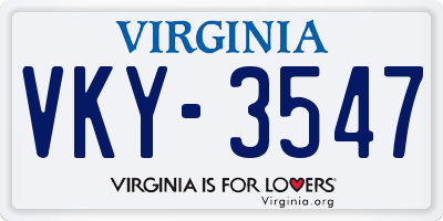 VA license plate VKY3547