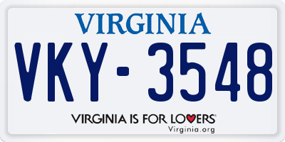 VA license plate VKY3548