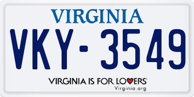 VA license plate VKY3549