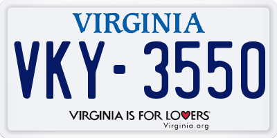 VA license plate VKY3550