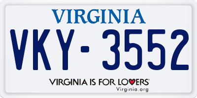VA license plate VKY3552