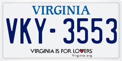 VA license plate VKY3553