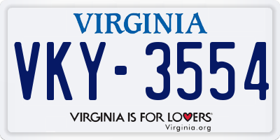 VA license plate VKY3554
