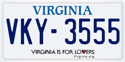 VA license plate VKY3555