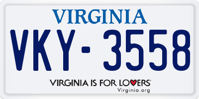 VA license plate VKY3558