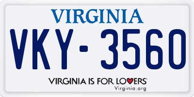 VA license plate VKY3560