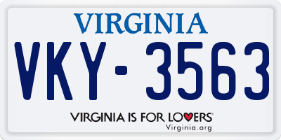 VA license plate VKY3563