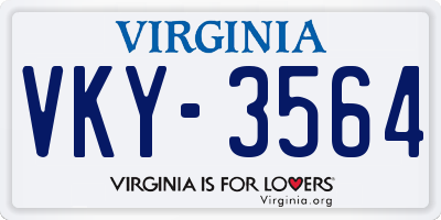 VA license plate VKY3564