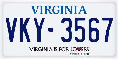 VA license plate VKY3567