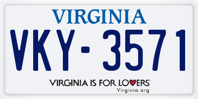 VA license plate VKY3571