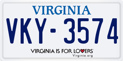VA license plate VKY3574