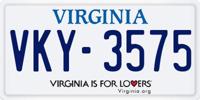 VA license plate VKY3575