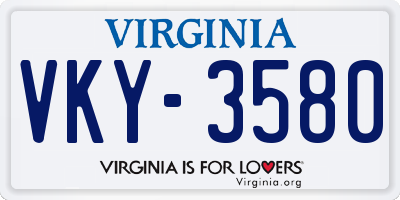VA license plate VKY3580