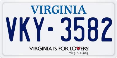 VA license plate VKY3582